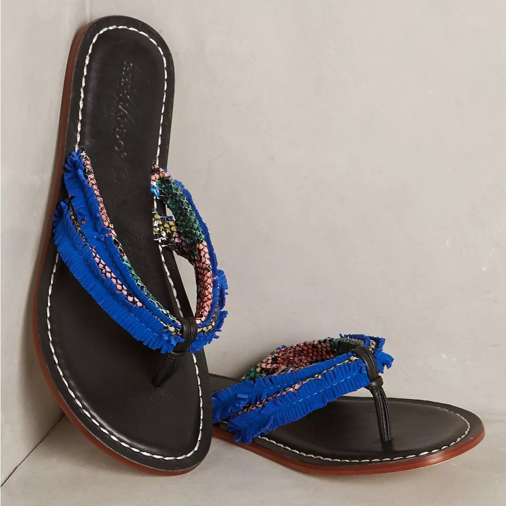 Bernardo Miami Fringe Sandals Blue - Size 8.5 - Anthropologie